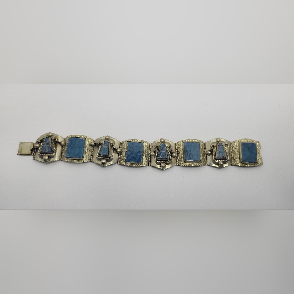 Vintage Alpaca Warrior Mask Bracelet 7"